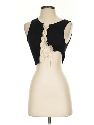 Pre-owned Zara Sleeveless Blouse In Black