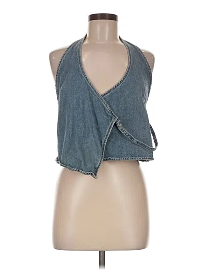 Pre-owned Zara Sleeveless Blouse In Blue