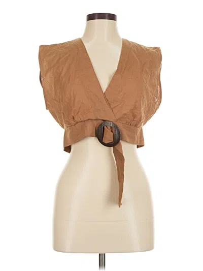 Pre-owned Zara Sleeveless Blouse In Brown