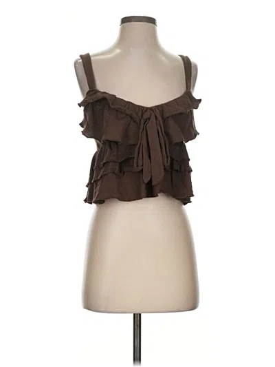 Pre-owned Zara Sleeveless Blouse In Brown