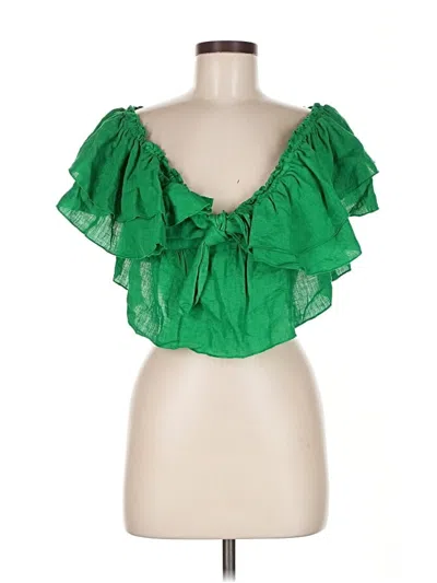 Pre-owned Zara Sleeveless Blouse In Green