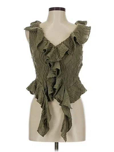 Pre-owned Zara Sleeveless Blouse In Green