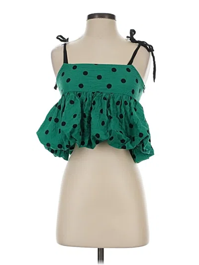 Pre-owned Zara Sleeveless Blouse In Green
