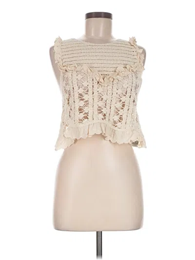 Pre-owned Zara Sleeveless Blouse In Ivory