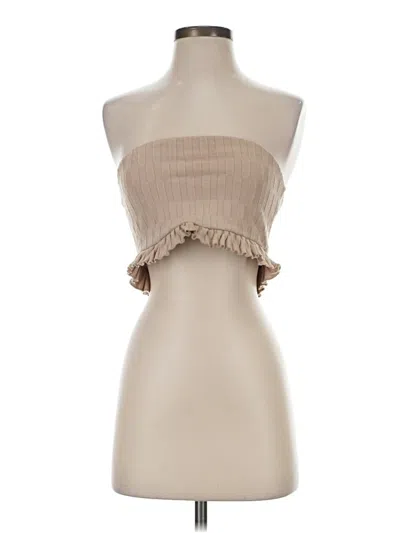 Pre-owned Zara Sleeveless Blouse In Tan