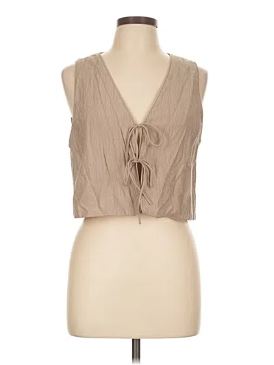 Pre-owned Zara Sleeveless Blouse In Tan