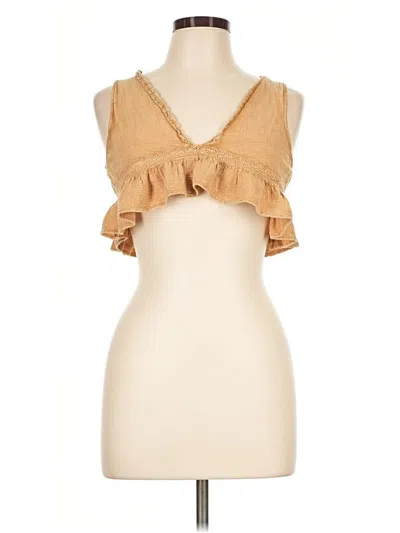 Pre-owned Zara Sleeveless Blouse In Tan