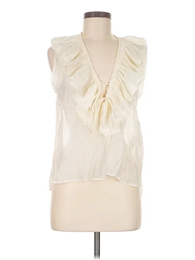 Pre-owned Zara Sleeveless Blouse In White