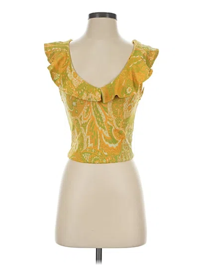 Pre-owned Zara Sleeveless Blouse In Yellow
