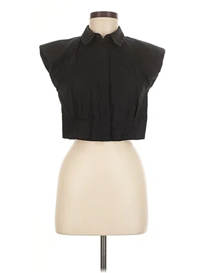 Pre-owned Zara Sleeveless Button Down Shirt In Black