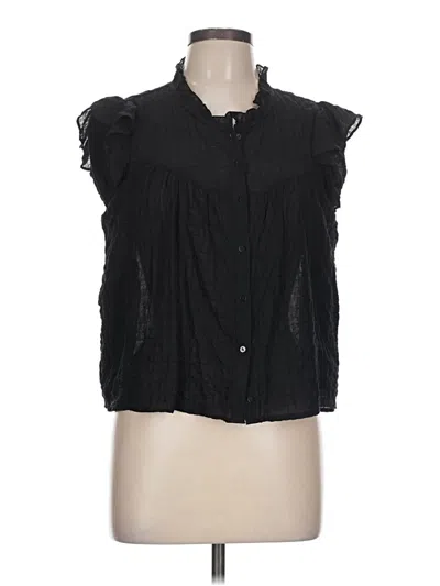 Zara Sleeveless Button Down Shirt In Black