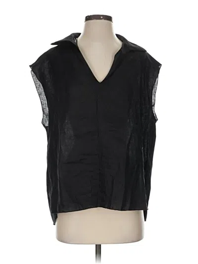Pre-owned Zara Sleeveless Button Down Shirt In Black