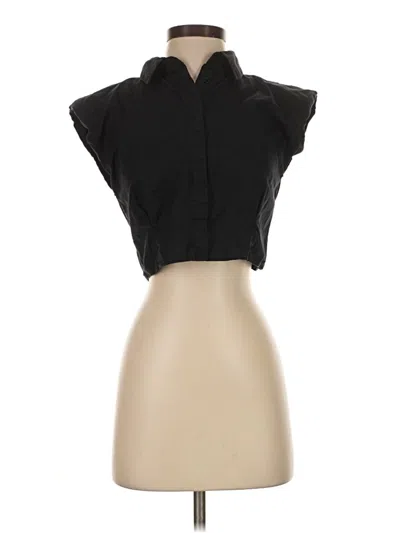 Pre-owned Zara Sleeveless Button Down Shirt In Black