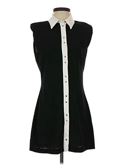 Pre-owned Zara Sleeveless Button Down Shirt In Black
