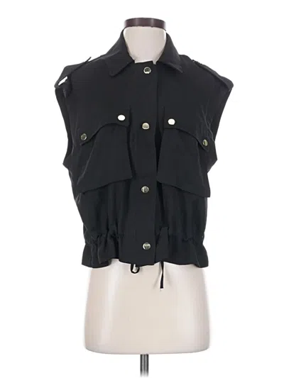 Pre-owned Zara Sleeveless Button Down Shirt In Black
