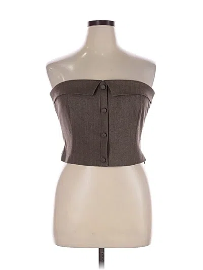 Pre-owned Zara Sleeveless Button Down Shirt In Brown