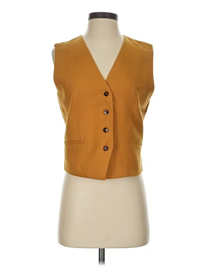 Pre-owned Zara Sleeveless Button Down Shirt In Gold