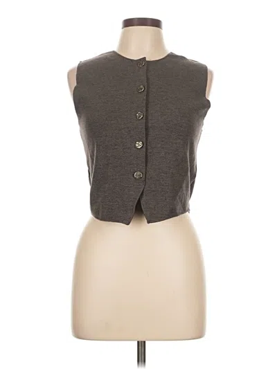 Pre-owned Zara Sleeveless Button Down Shirt In Gray