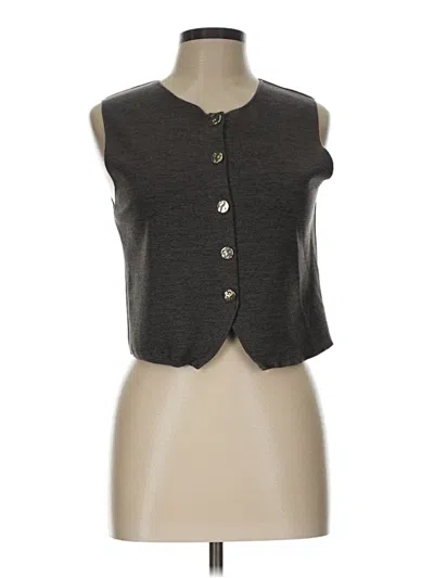 Pre-owned Zara Sleeveless Button Down Shirt In Gray