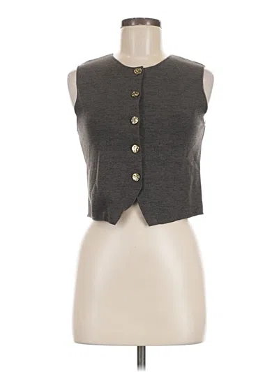 Pre-owned Zara Sleeveless Button Down Shirt In Gray