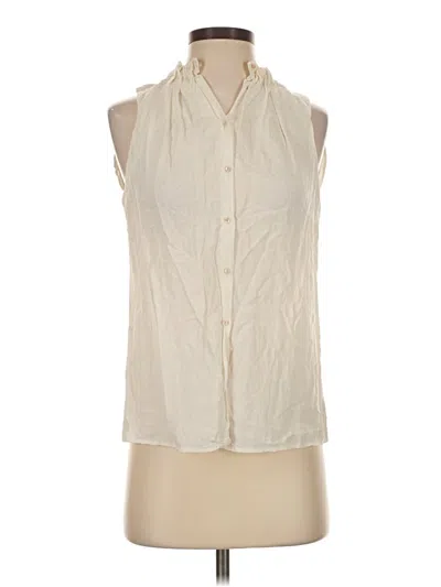 Pre-owned Zara Sleeveless Button Down Shirt In Ivory