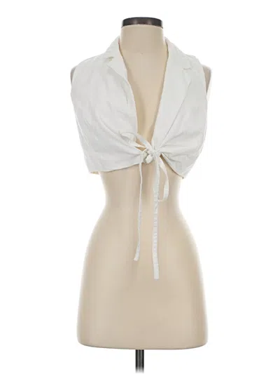 Pre-owned Zara Sleeveless Button Down Shirt In Ivory