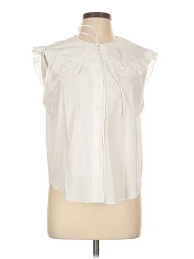 Zara Sleeveless Button Down Shirt In Ivory