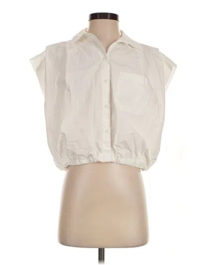 Pre-owned Zara Sleeveless Button Down Shirt In Ivory