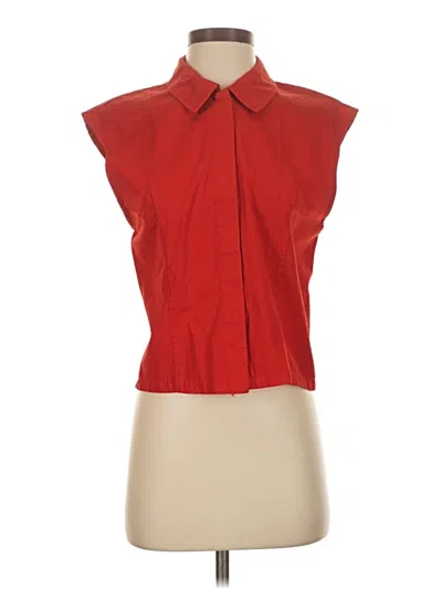 Pre-owned Zara Sleeveless Button Down Shirt In Red