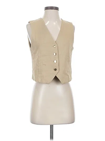 Pre-owned Zara Sleeveless Button Down Shirt In Tan
