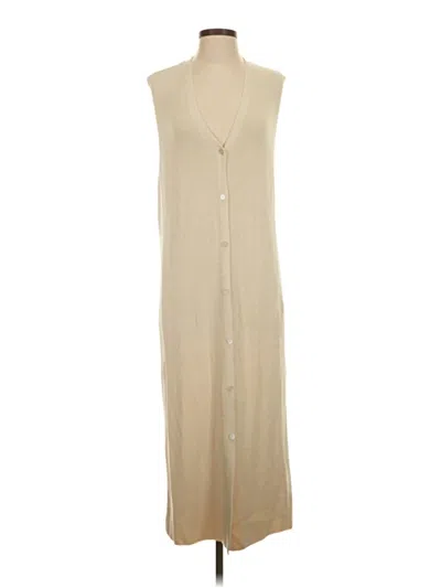 Pre-owned Zara Sleeveless Button Down Shirt In Tan