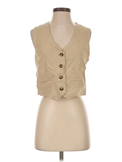 Zara Sleeveless Button Down Shirt In Tan