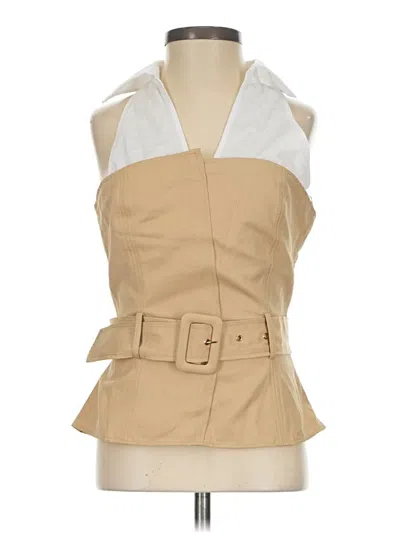 Pre-owned Zara Sleeveless Button Down Shirt In Tan