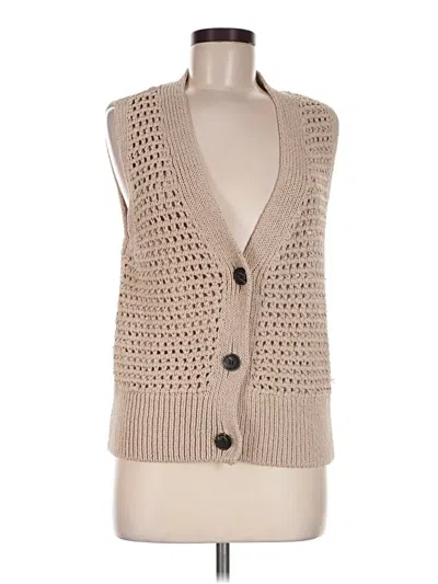 Pre-owned Zara Sleeveless Button Down Shirt In Tan