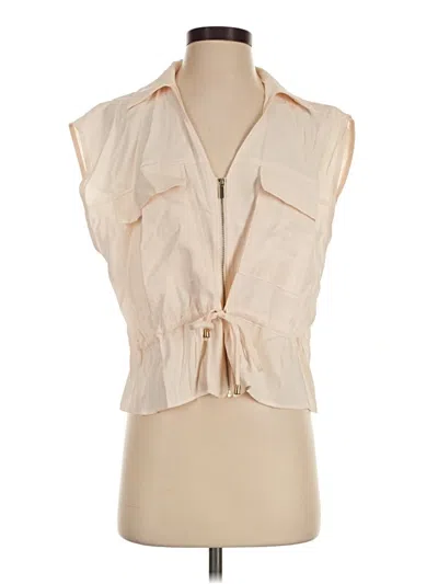 Pre-owned Zara Sleeveless Button Down Shirt In Tan
