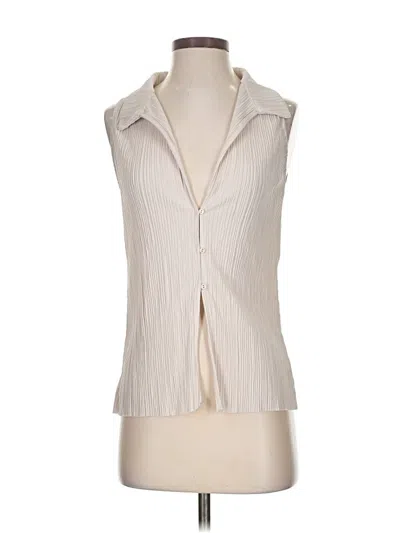 Pre-owned Zara Sleeveless Button Down Shirt In White