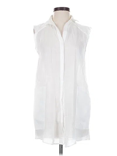Pre-owned Zara Sleeveless Button Down Shirt In White