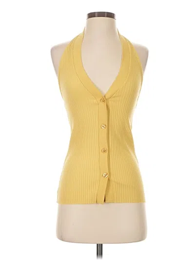 Pre-owned Zara Sleeveless Button Down Shirt In Yellow