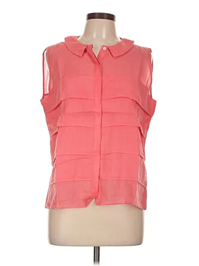 Pre-owned Zara Sleeveless Silk Top Pink Keyhole Neckline Tops