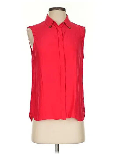 Pre-owned Zara Sleeveless Silk Top Red Tie Neck Tops