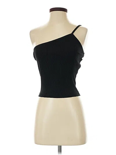 Zara Sleeveless Top Black One Shoulder Neckline Tops