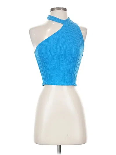 Pre-owned Zara Sleeveless Top Blue Halter Neckline Tops