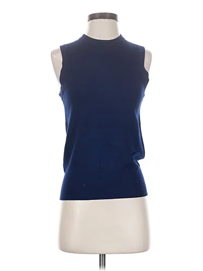Pre-owned Zara Sleeveless Top Blue High Neck Tops