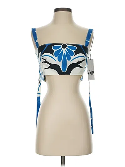 Zara Sleeveless Top Blue Strapless Neckline Tops