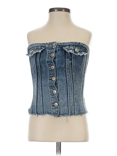 Pre-owned Zara Sleeveless Top Blue Strapless Neckline Tops