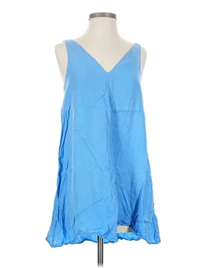 Pre-owned Zara Sleeveless Top Blue V-neck Tops