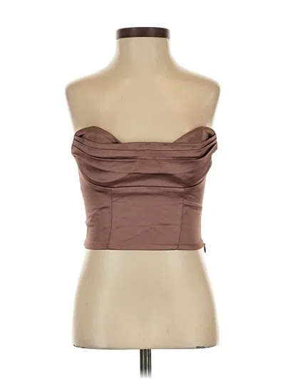 Pre-owned Zara Sleeveless Top Brown Strapless Neckline Tops