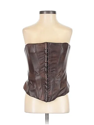 Pre-owned Zara Sleeveless Top Brown Strapless Neckline Tops