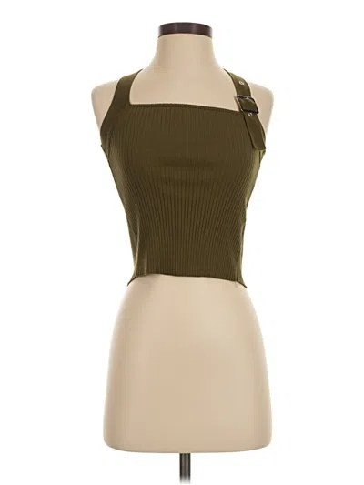 Pre-owned Zara Sleeveless Top Green Halter Neckline Tops
