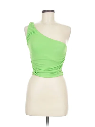 Zara Sleeveless Top Green One Shoulder Neckline Tops